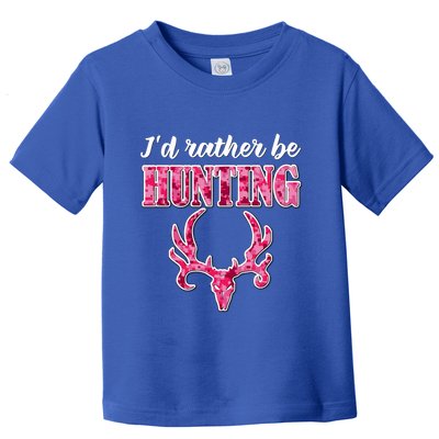 I'd Rather Be Hunting Deer Skull Pink Camo Pattern Print Mom Great Gift Toddler T-Shirt