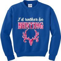 I'd Rather Be Hunting Deer Skull Pink Camo Pattern Print Mom Great Gift Kids Sweatshirt