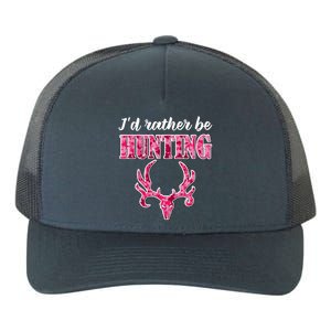 I'd Rather Be Hunting Deer Skull Pink Camo Pattern Print Mom Great Gift Yupoong Adult 5-Panel Trucker Hat