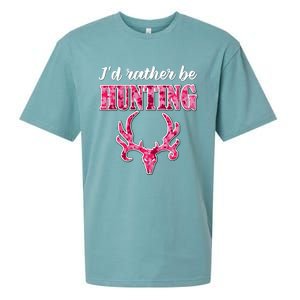 I'd Rather Be Hunting Deer Skull Pink Camo Pattern Print Mom Great Gift Sueded Cloud Jersey T-Shirt