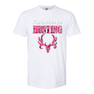 I'd Rather Be Hunting Deer Skull Pink Camo Pattern Print Mom Great Gift Softstyle CVC T-Shirt