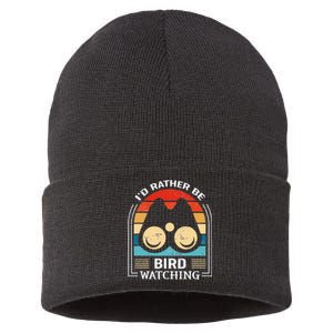 I'd Rather Be Bird Watching Retro Bird Watching Sustainable Knit Beanie