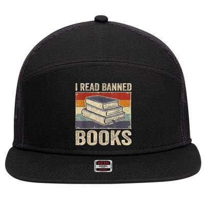 I Read Banned Books Week Librarian Freedom Reader Nerd 7 Panel Mesh Trucker Snapback Hat