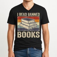 I Read Banned Books Week Librarian Freedom Reader Nerd V-Neck T-Shirt