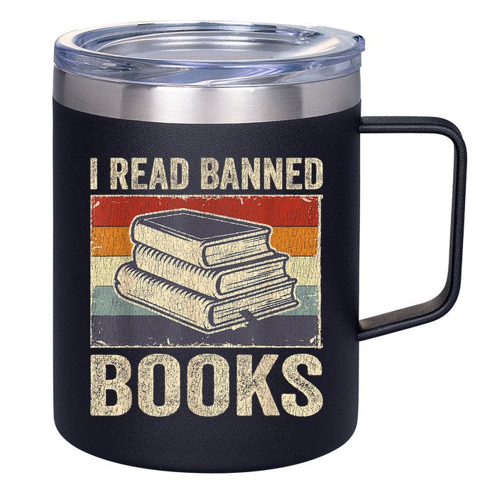 I Read Banned Books Week Librarian Freedom Reader Nerd 12oz Stainless Steel Coffee Mug