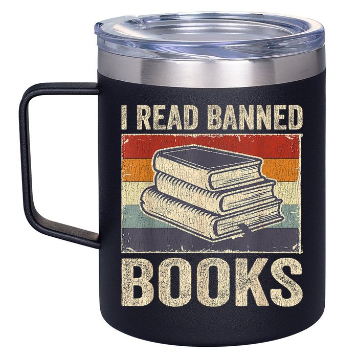 I Read Banned Books Week Librarian Freedom Reader Nerd 12oz Stainless Steel Coffee Mug
