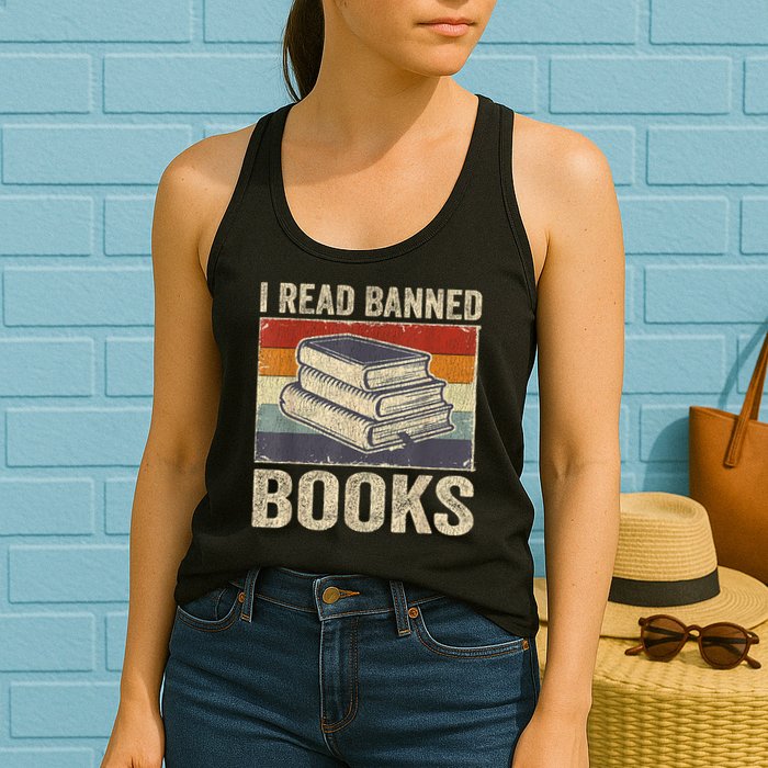 I Read Banned Books Week Librarian Freedom Reader Nerd Womens Tank Top