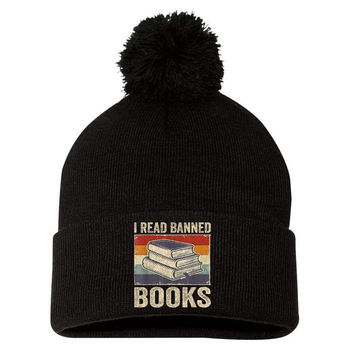 I Read Banned Books Week Librarian Freedom Reader Nerd Pom Pom 12in Knit Beanie