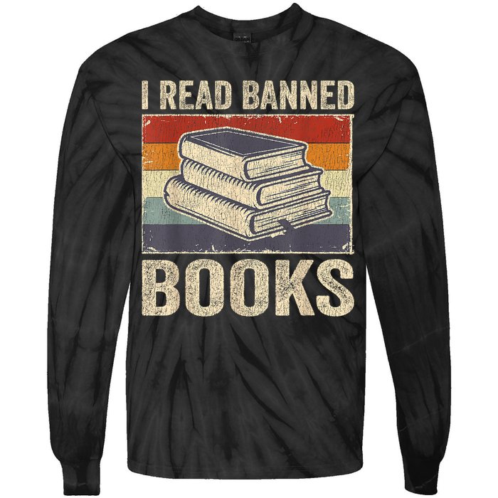 I Read Banned Books Week Librarian Freedom Reader Nerd Tie-Dye Long Sleeve Shirt