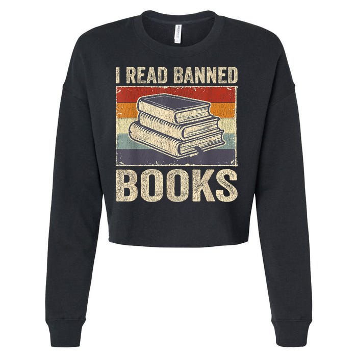 I Read Banned Books Week Librarian Freedom Reader Nerd Cropped Pullover Crew