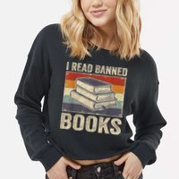 I Read Banned Books Week Librarian Freedom Reader Nerd Cropped Pullover Crew
