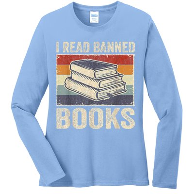 I Read Banned Books Week Librarian Freedom Reader Nerd Ladies Long Sleeve Shirt