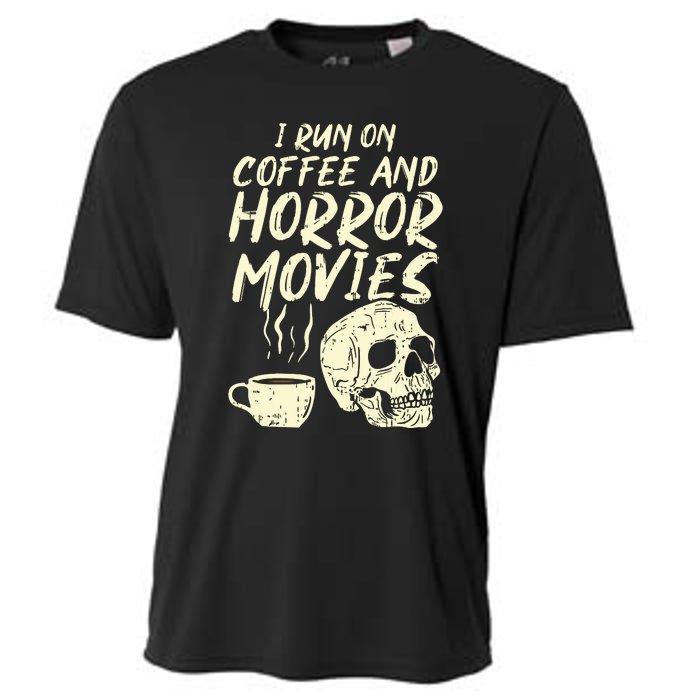 I Run Coffee Horror Movies Skull Skeleton Fun Halloween Cooling Performance Crew T-Shirt