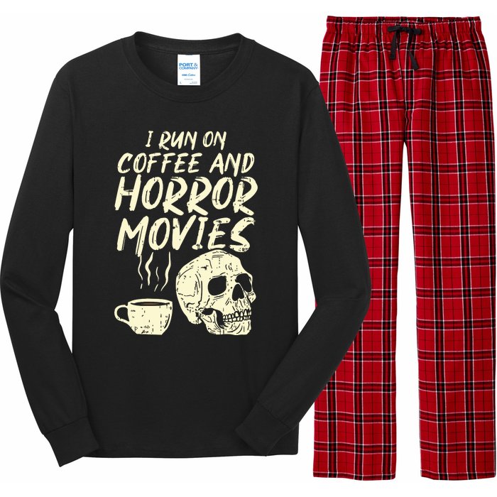 I Run Coffee Horror Movies Skull Skeleton Fun Halloween Long Sleeve Pajama Set