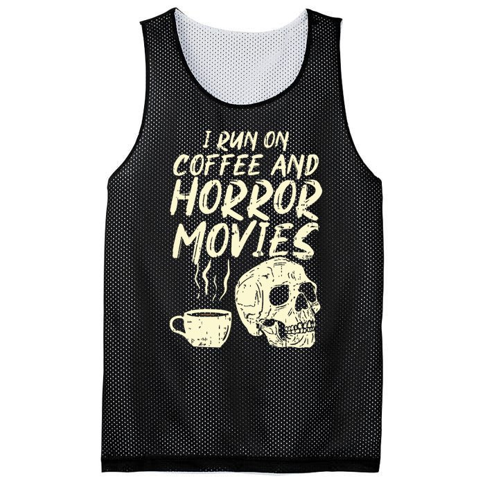 I Run Coffee Horror Movies Skull Skeleton Fun Halloween Mesh Reversible Basketball Jersey Tank