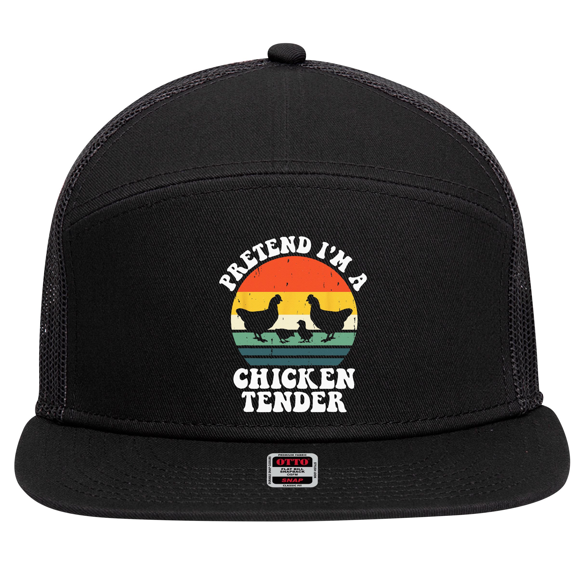 I Raise Chickens I'm Literally A Chicken Tender Funny Sunset 7 Panel Mesh Trucker Snapback Hat