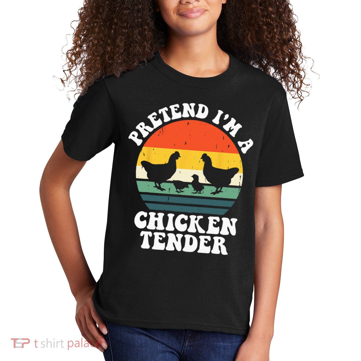 I Raise Chickens I'm Literally A Chicken Tender Funny Sunset Kids T-Shirt