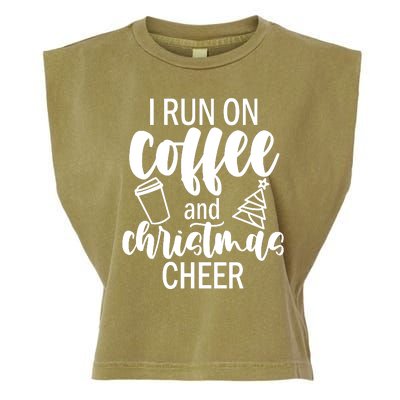 I Run Coffee And Christmas Cheer Garment-Dyed Women's Muscle Tee