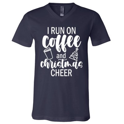 I Run Coffee And Christmas Cheer V-Neck T-Shirt