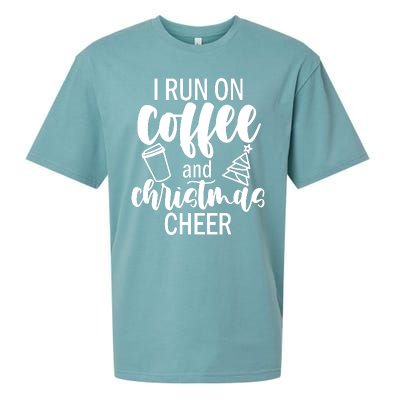 I Run Coffee And Christmas Cheer Sueded Cloud Jersey T-Shirt