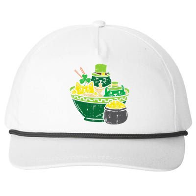 Irish Ramen Cats Cute Anime St Patricks Day Snapback Five-Panel Rope Hat