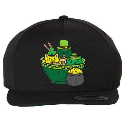 Irish Ramen Cats Cute Anime St Patricks Day Wool Snapback Cap