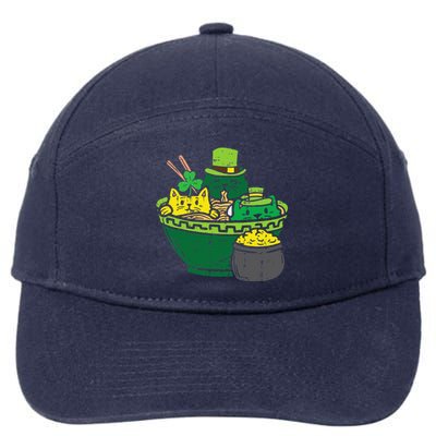 Irish Ramen Cats Cute Anime St Patricks Day 7-Panel Snapback Hat