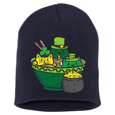 Irish Ramen Cats Cute Anime St Patricks Day Short Acrylic Beanie