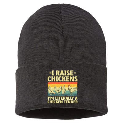 I Raise Chickens Im Literally A Chicken Tender Funny Chicken Sustainable Knit Beanie