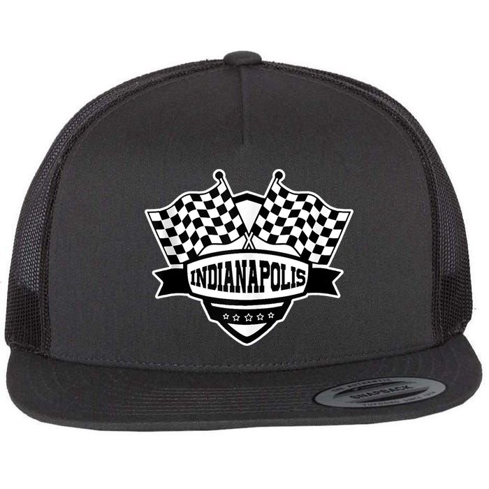 Indianapolis Racing Checkered Flag Flat Bill Trucker Hat