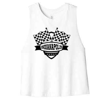 Indianapolis Racing Checkered Flag Women's Racerback Cropped Tank