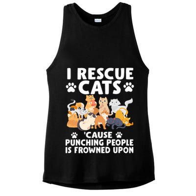 I Rescue Cats Because Punching People Is Frowned Upon Ladies PosiCharge Tri-Blend Wicking Tank
