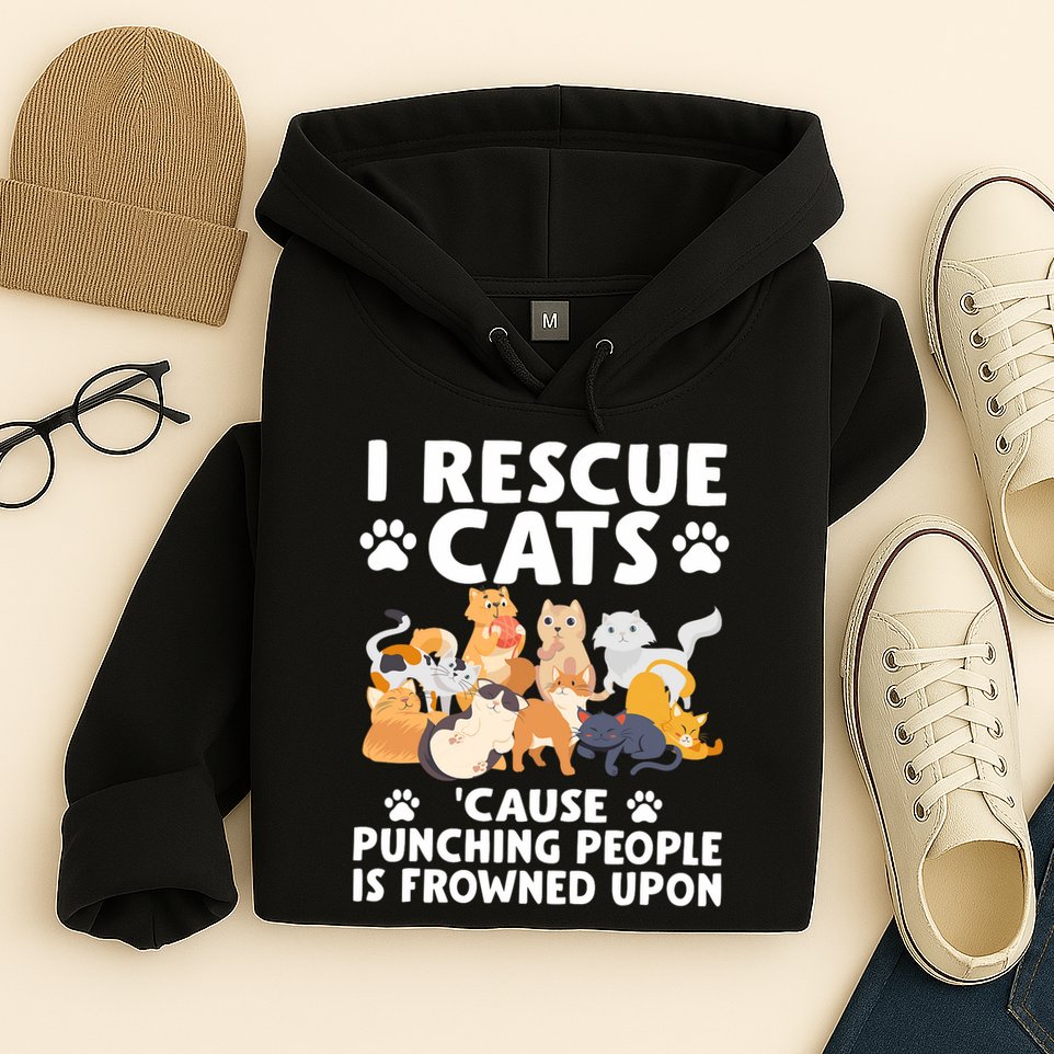 I Rescue Cats Because Punching People Is Frowned Upon Hoodie