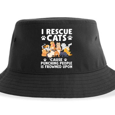 I Rescue Cats Because Punching People Is Frowned Upon Sustainable Bucket Hat