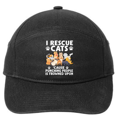 I Rescue Cats Because Punching People Is Frowned Upon 7-Panel Snapback Hat
