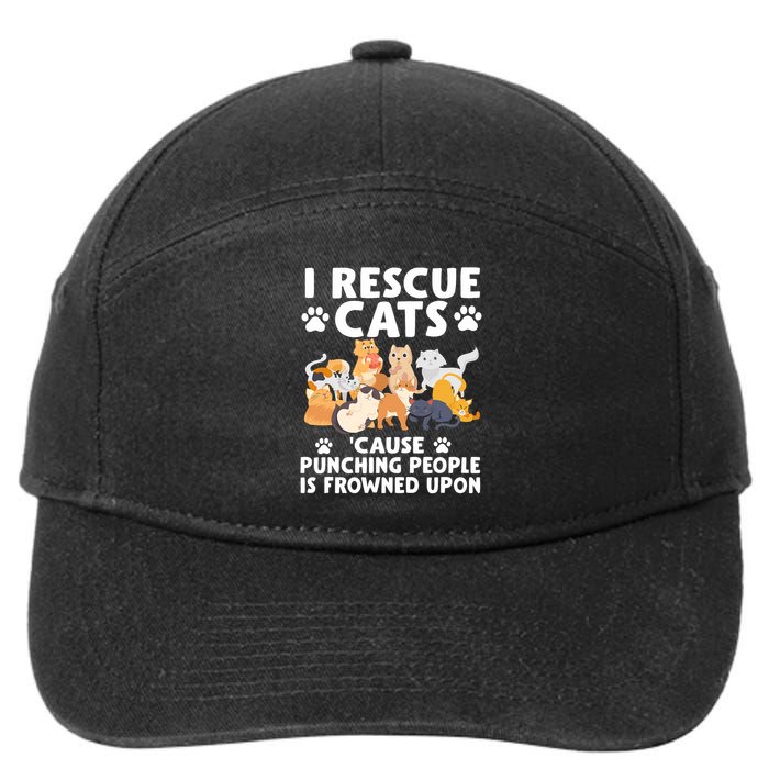 I Rescue Cats Because Punching People Is Frowned Upon 7-Panel Snapback Hat