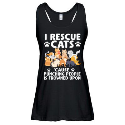 I Rescue Cats Because Punching People Is Frowned Upon Ladies Essential Flowy Tank