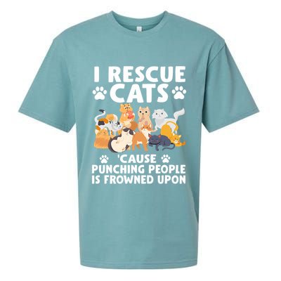 I Rescue Cats Because Punching People Is Frowned Upon Sueded Cloud Jersey T-Shirt