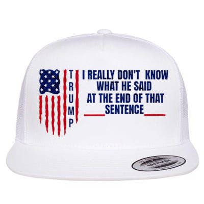 I Really DonT Know What He Said At The End Of That Sentence Flat Bill Trucker Hat