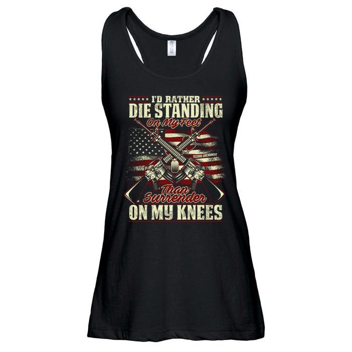 Id Rather Die Standing On My Feet Than Surender On My Knees Ladies Essential Flowy Tank