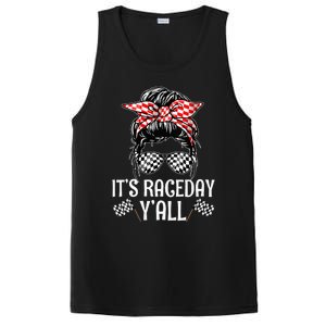 Its Race Day Yall Checkered Flag Racing Messy Bun PosiCharge Competitor Tank