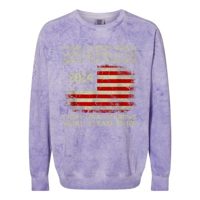 I Really Don’T Know What He Said At The End Of That Sentence Colorblast Crewneck Sweatshirt