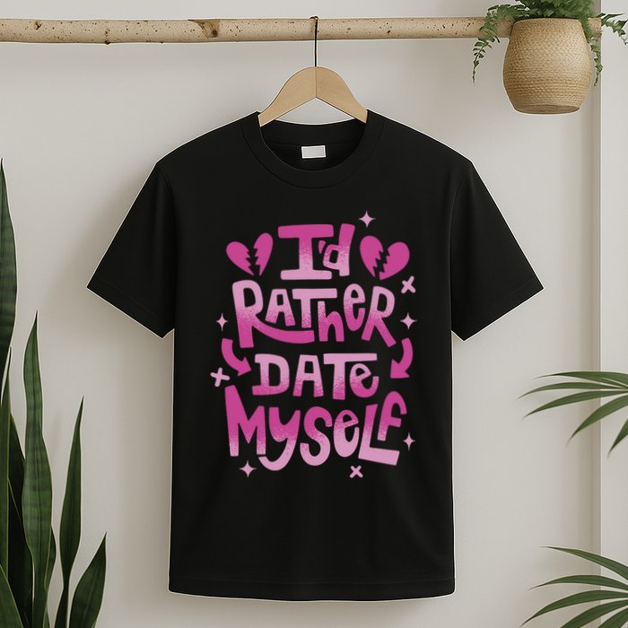 Id Rather Date Myself Anti Valentines Day Funny T-Shirt