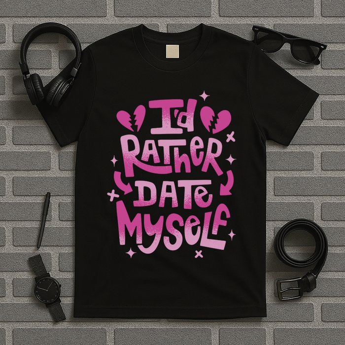 Id Rather Date Myself Anti Valentines Day Funny T-Shirt
