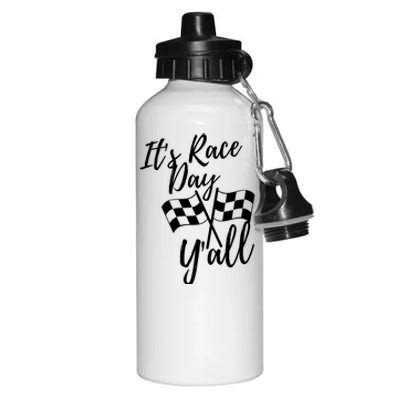 It's Race Day Y'all Checkered Flag Racing Track Design Great Gift Aluminum Water Bottle