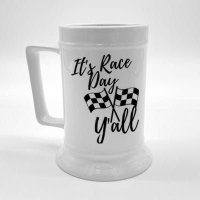 It's Race Day Y'all Checkered Flag Racing Track Design Great Gift Beer Stein