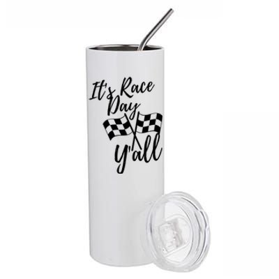 It's Race Day Y'all Checkered Flag Racing Track Design Great Gift Stainless Steel Tumbler