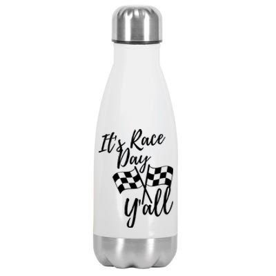 It's Race Day Y'all Checkered Flag Racing Track Design Great Gift Stainless Steel Insulated Water Bottle