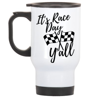 It's Race Day Y'all Checkered Flag Racing Track Design Great Gift Stainless Steel Travel Mug