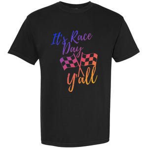 Its Race Day Yall Checkered Flag American Flag Race Garment-Dyed Heavyweight T-Shirt